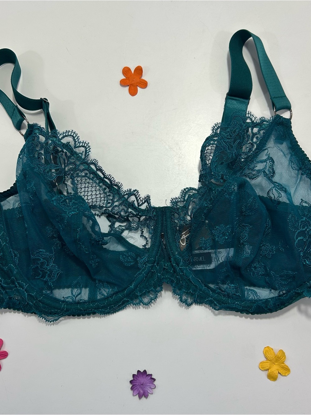 Lise Charmel Green Lace Underwire Unpadded Bra 40D NWT